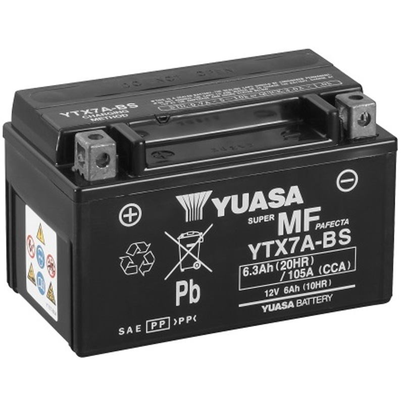 BATERÍA YUASA YTX7A-BS SIN MANTENIMIENTO batería para moto