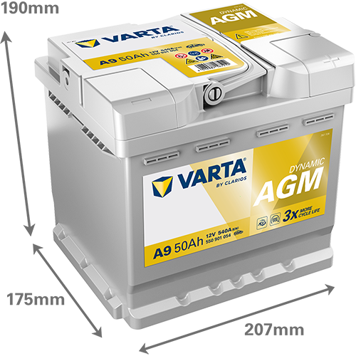 Batería VARTA Dynamic A9 AGM 50Ah, 540A