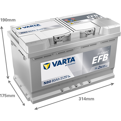 Batería VARTA Dynamic EFB N80, 80 Ah