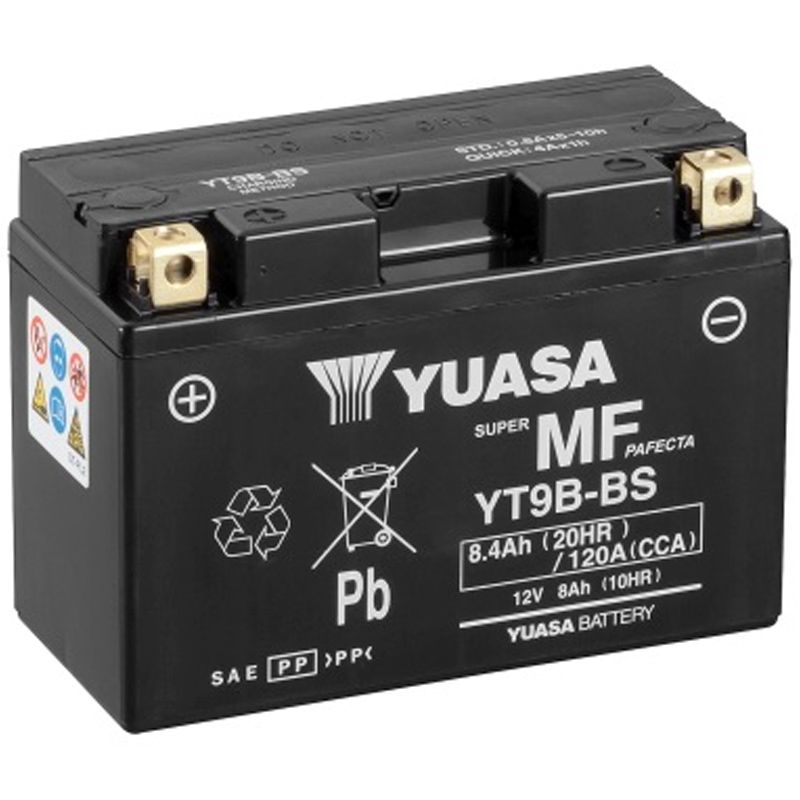 Batería YUASA YT9B-BS, 8Ah sin mantenimiento para motocicletas